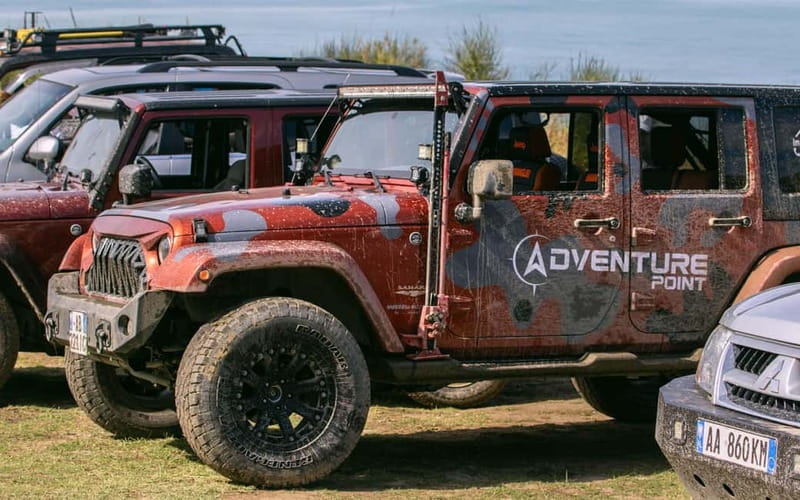 Bovilla Lake & Mount Gamti Expedition by 4x4 Safari car - Meeting the blue Mitsubishi Safari car in Durrës