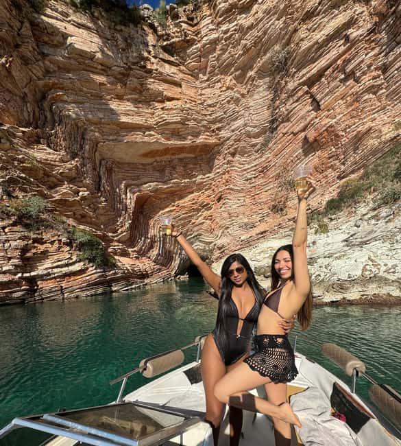 Ksamil Pigeon Cave Snorkeling free Drinks Speedboat In Group - A fast start from Mango Beach Bar