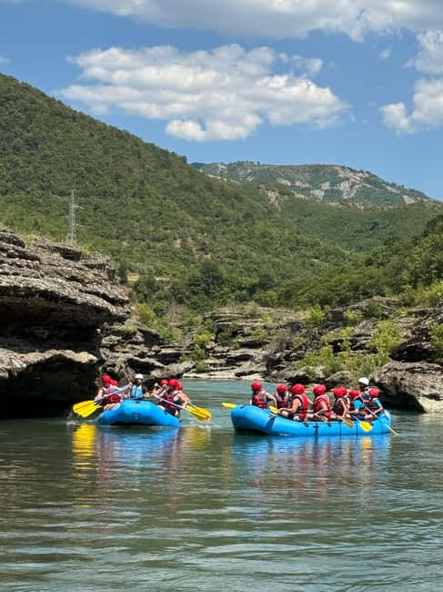 Permet: Kayak Experience - Vjosa River National Park Albania - The first river section: gentle rapids and mountain views