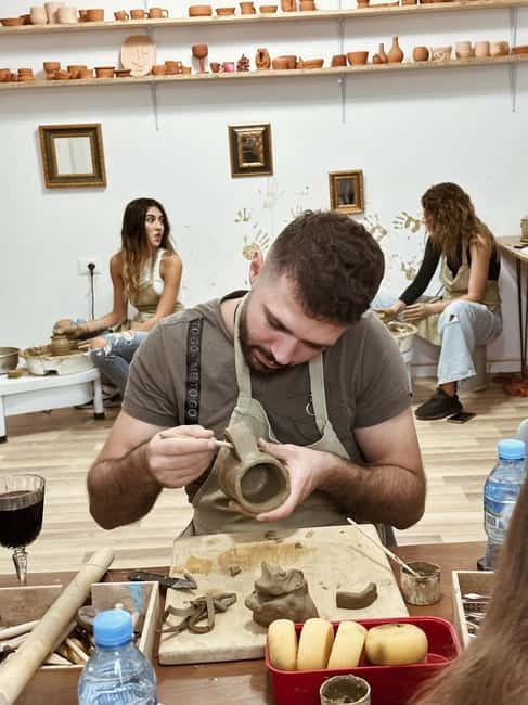 Pottery and Wine Workshop in Tirana - Wine turns the lesson into a social break