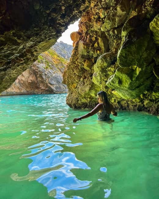 Vlore: Blue Cave & Smuggler<code>s Canyon, Karaburun Expedition – Why Karaburun is worth a full day on the water’ /></p>
<p><p>The Karaburun Peninsula feels far removed from the streets and beach clubs of Vlorë. Its appeal is not one famous sight. It is the steady change in scenery: a cave, then a pebble beach, then a narrow canyon, then a cove with clear water and pale rock.</p>
</p>
<p><p>You spend much of the day moving by speedboat, but the plan includes repeated swim and snorkel breaks. That matters. A coastal boat ride can become tedious when every stop is just a quick photo. Here, many stops give you 20 to 45 minutes in the water, and Grama Bay provides a full hour and a half.</p>
</p>
<p><p>The pace is active. You will board and leave the boat many times, often after only 15 or 20 minutes at a cave or cove. I would treat this as a full coastal sampler rather than a slow beach day. If you want to settle into one sunbed with a book, this is the wrong outing. If you want to see as much of Karaburun’s shoreline as possible, the packed schedule makes sense.</p>
</p>
<div class="twil" style="margin: 20px 0; padding: 15px 0;"><p>More karaburun and sazan boat tours in Vlore:</p><ul style="margin: 10px 0; padding-left: 0; list-style: none;"><li style="margin: 0 0 12px 0; padding: 0 0 12px 0; border-bottom: 1px solid #EFDFE0; line-height: 1.4;"><a href="https://introducingalbania.com/vlore-sazan-island-haxhi-ali-cave-and-karaburun-boat-tour/">Vlorë: Sazan Island, Haxhi Ali Cave, and Karaburun Boat Tour</a><br><span style="font-size: 0.82em; color: #555;"><span style="color: #8F1D24;">★</span> 4.8 &nbsp;&middot;&nbsp; 2,170 reviews</span></li><li style="margin: 0 0 12px 0; padding: 0 0 12px 0; border-bottom: 1px solid #EFDFE0; line-height: 1.4;"><a href="https://introducingalbania.com/vlore-sazan-island-haxhi-ali-cave-and-karaburun-boat-tour-2/">Vlorë: Sazan Island, Haxhi Ali Cave, and Karaburun Boat Tour</a><br><span style="font-size: 0.82em; color: #555;"><span style="color: #8F1D24;">★</span> 4.9 &nbsp;&middot;&nbsp; 947 reviews</span></li><li style="margin: 0; padding: 0; border-bottom: none; line-height: 1.4;"><a href="https://introducingalbania.com/vlore-haxhi-ali-cave-karaburun-speedboat-tour-snorkeling/">Vlore: Haxhi Ali Cave, Karaburun Speedboat Tour & Snorkeling</a><br><span style="font-size: 0.82em; color: #555;"><span style="color: #8F1D24;">★</span> 4.9 &nbsp;&middot;&nbsp; 867 reviews</span></li></ul></div><h2 id="meeting-at-olympia-tiki-bar-in-vlore">Meeting at Olympia Tiki Bar in Vlorë</h2>
<p><img width="487" height="650" decoding="async" src=