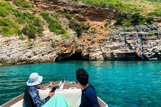 Vlore Private Boat Tour Blue Cave & Grama Bay Adventure - Bristani Bay and the old military remains