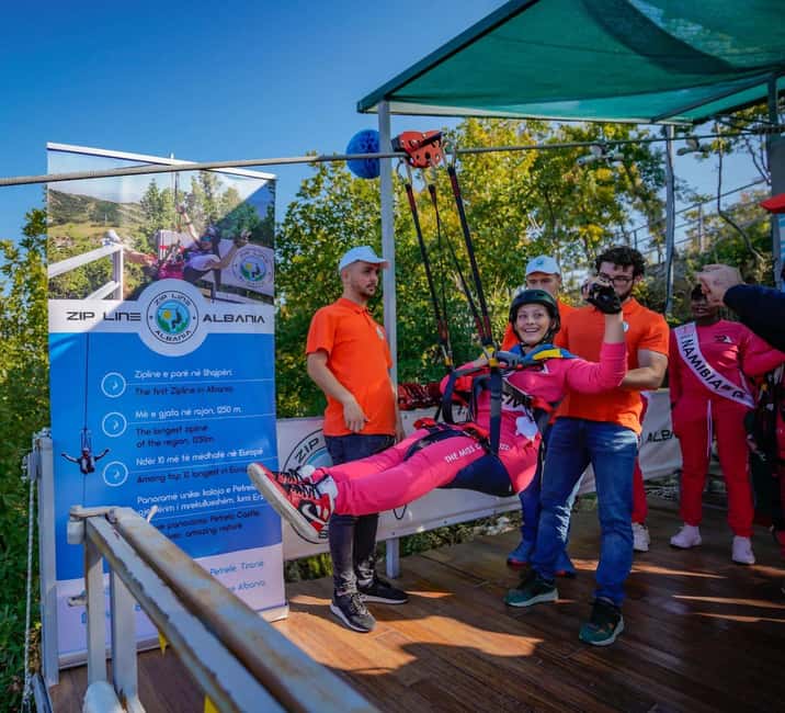 Zipline Tirana Adventure & Petrela Castle - With Transport - The zipline flight above the valley